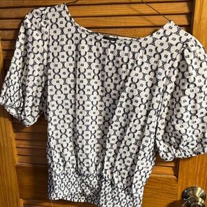 Ann Taylor Factory Patterned Puff-Sleeve Blouse